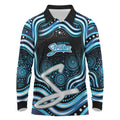 Adelaide Strikers Cricket Long Sleeve Polo Shirt Australian Cricket Mascot - Modern Indigenous Style