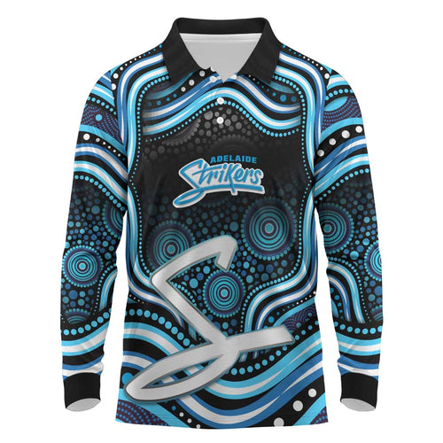 Adelaide Strikers Cricket Long Sleeve Polo Shirt Australian Cricket Mascot - Modern Indigenous Style