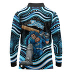 Adelaide Strikers Cricket Long Sleeve Polo Shirt Australian Cricket Mascot - Modern Indigenous Style