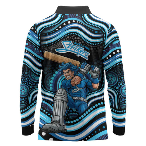 Adelaide Strikers Cricket Long Sleeve Polo Shirt Australian Cricket Mascot - Modern Indigenous Style