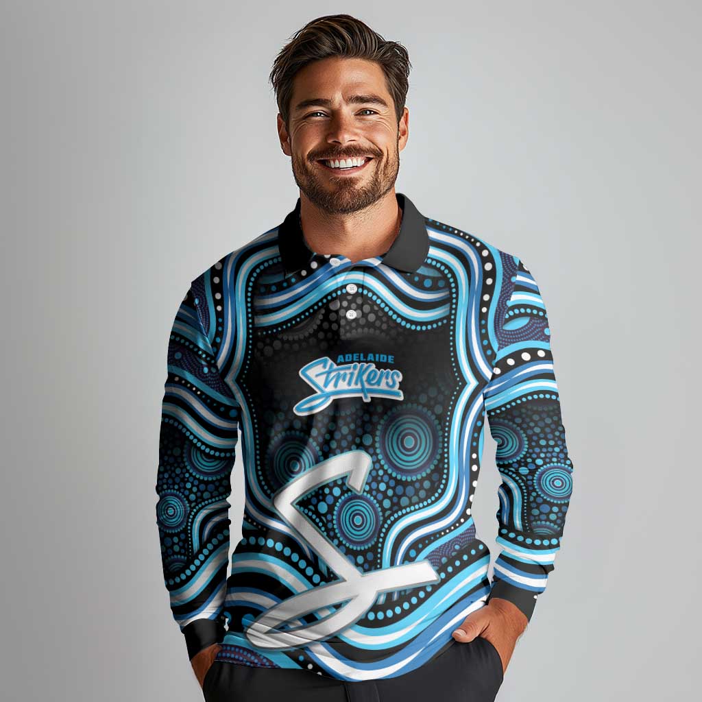 Adelaide Strikers Cricket Long Sleeve Polo Shirt Australian Cricket Mascot - Modern Indigenous Style