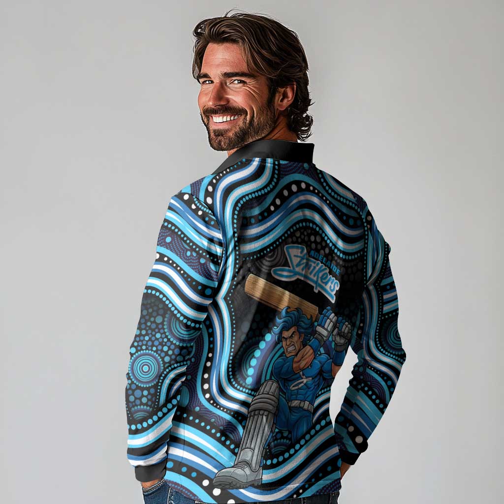 Adelaide Strikers Cricket Long Sleeve Polo Shirt Australian Cricket Mascot - Modern Indigenous Style