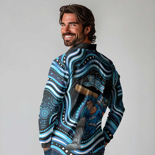 Adelaide Strikers Cricket Long Sleeve Polo Shirt Australian Cricket Mascot - Modern Indigenous Style
