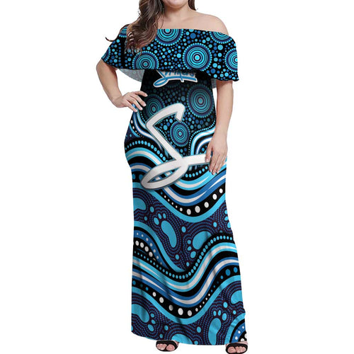 Adelaide Strikers Cricket Off Shoulder Maxi Dress Australian Cricket Mascot - Modern Indigenous Style