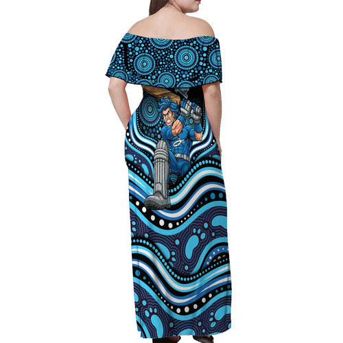Adelaide Strikers Cricket Off Shoulder Maxi Dress Australian Cricket Mascot - Modern Indigenous Style