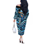 Adelaide Strikers Cricket Off The Shoulder Long Sleeve Dress Australian Cricket Mascot - Modern Indigenous Style