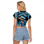 Adelaide Strikers Cricket Raglan Cropped T Shirt Australian Cricket Mascot - Modern Indigenous Style