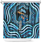 Adelaide Strikers Cricket Shower Curtain Australian Cricket Mascot - Modern Indigenous Style