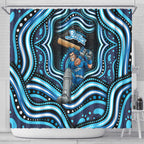Adelaide Strikers Cricket Shower Curtain Australian Cricket Mascot - Modern Indigenous Style