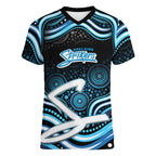 Adelaide Strikers Cricket Women V-Neck T-Shirt Australian Cricket Mascot - Modern Indigenous Style