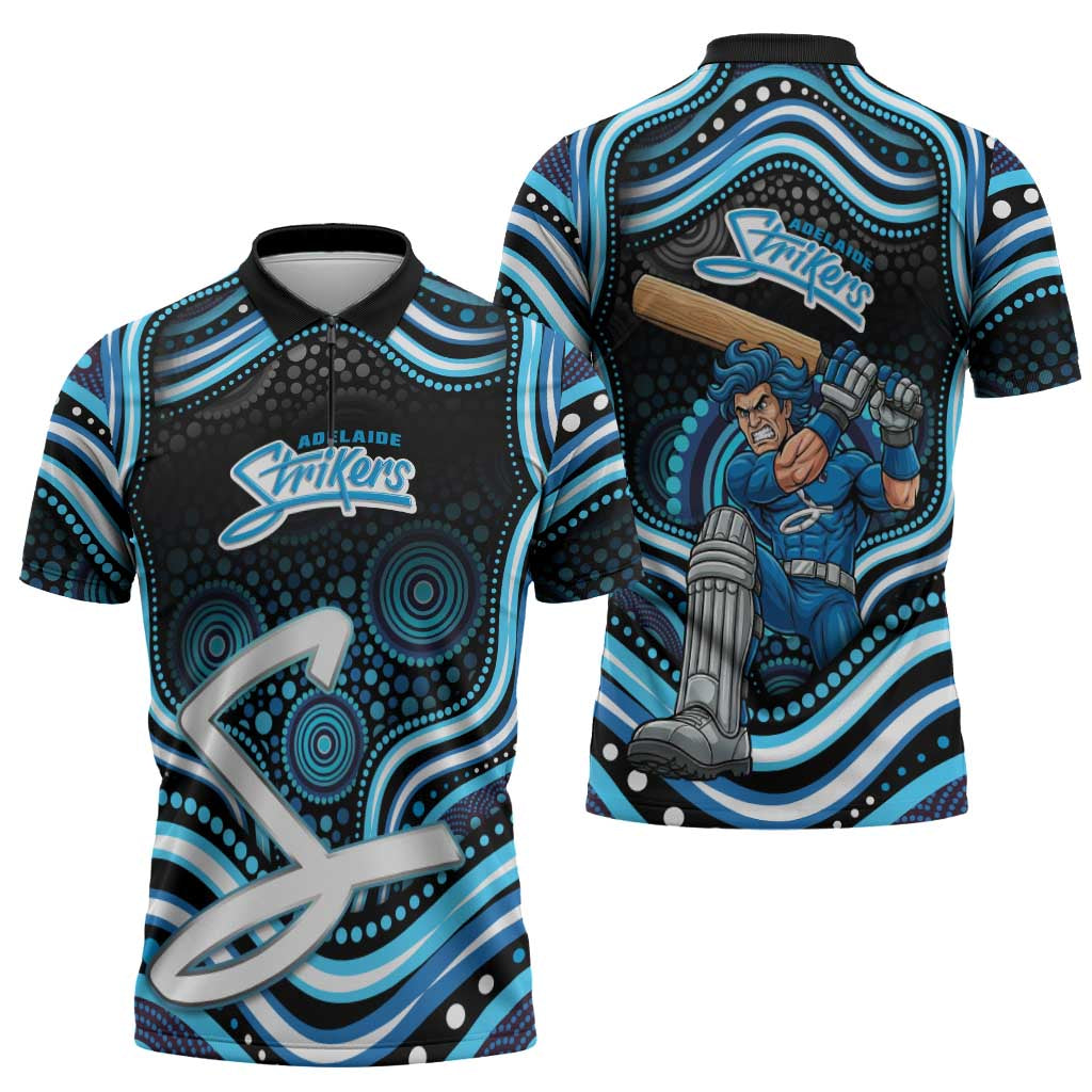 Adelaide Strikers Cricket Zipper Polo Shirt Australian Cricket Mascot - Modern Indigenous Style