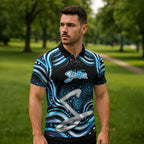 Adelaide Strikers Cricket Zipper Polo Shirt Australian Cricket Mascot - Modern Indigenous Style