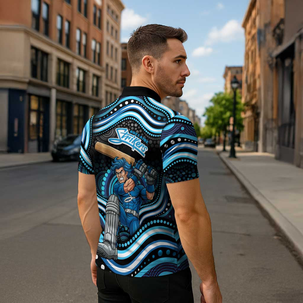 Adelaide Strikers Cricket Zipper Polo Shirt Australian Cricket Mascot - Modern Indigenous Style