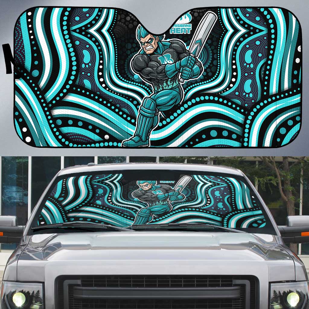 Brisbane Heat Cricket Auto Sun Shade Australian Cricket Mascot - Modern Indigenous Style