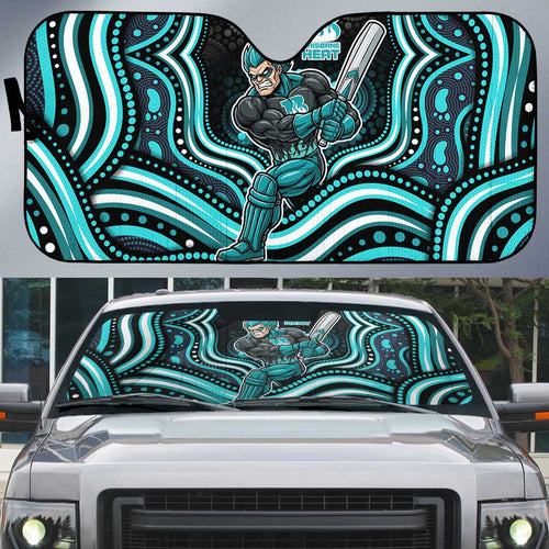 Brisbane Heat Cricket Auto Sun Shade Australian Cricket Mascot - Modern Indigenous Style