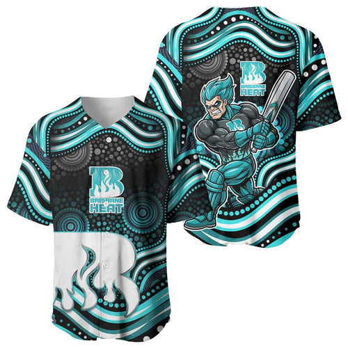 Brisbane Heat Cricket Baseball Jersey Australian Cricket Mascot - Modern Indigenous Style