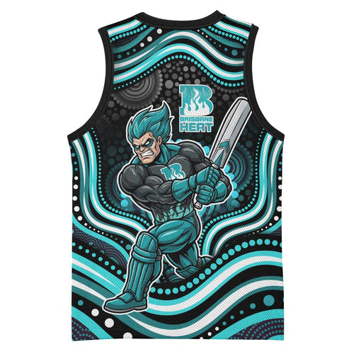 Brisbane Heat Cricket Basketball Jersey Australian Cricket Mascot - Modern Indigenous Style