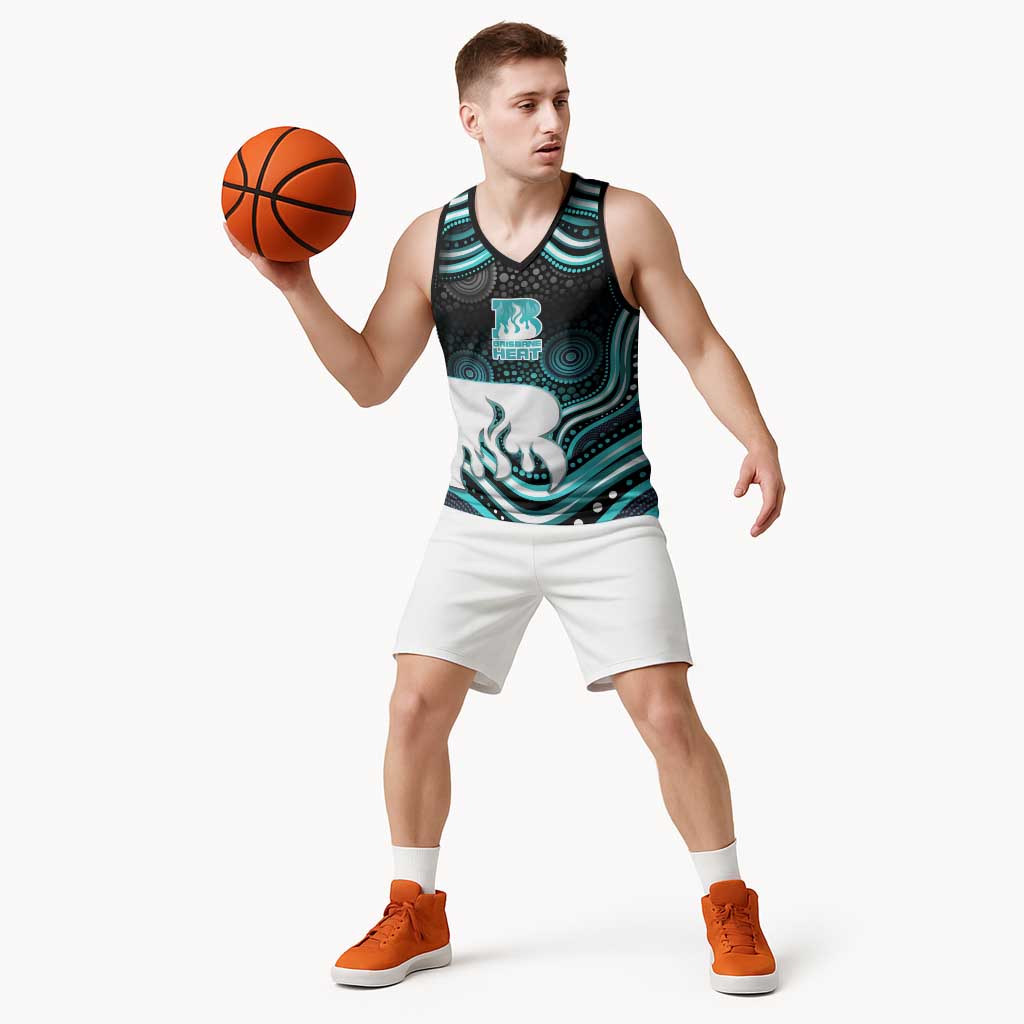 Brisbane Heat Cricket Basketball Jersey Australian Cricket Mascot - Modern Indigenous Style