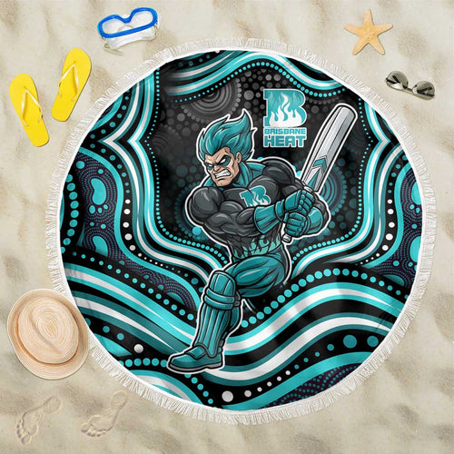 Brisbane Heat Cricket Beach Blanket Australian Cricket Mascot - Modern Indigenous Style