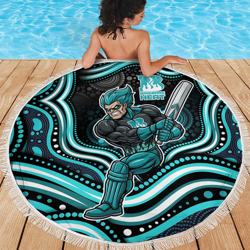 Brisbane Heat Cricket Beach Blanket Australian Cricket Mascot - Modern Indigenous Style