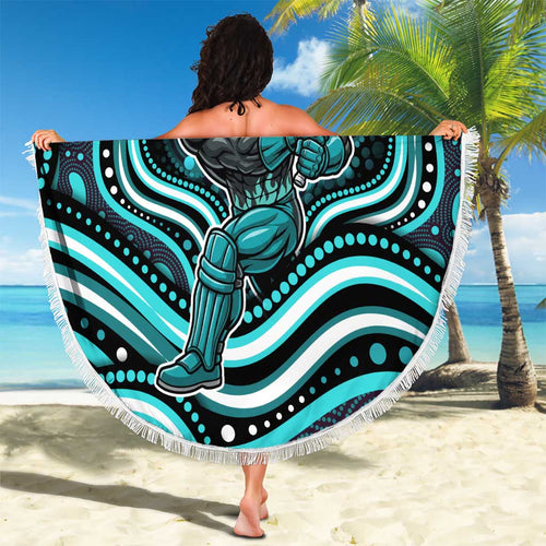Brisbane Heat Cricket Beach Blanket Australian Cricket Mascot - Modern Indigenous Style