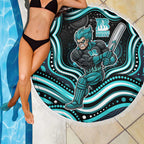 Brisbane Heat Cricket Beach Blanket Australian Cricket Mascot - Modern Indigenous Style