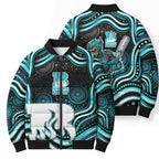 Brisbane Heat Cricket Bomber Puffer Jacket Australian Cricket Mascot - Modern Indigenous Style