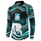Brisbane Heat Cricket Button Sweatshirt Australian Cricket Mascot - Modern Indigenous Style
