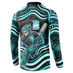 Brisbane Heat Cricket Button Sweatshirt Australian Cricket Mascot - Modern Indigenous Style