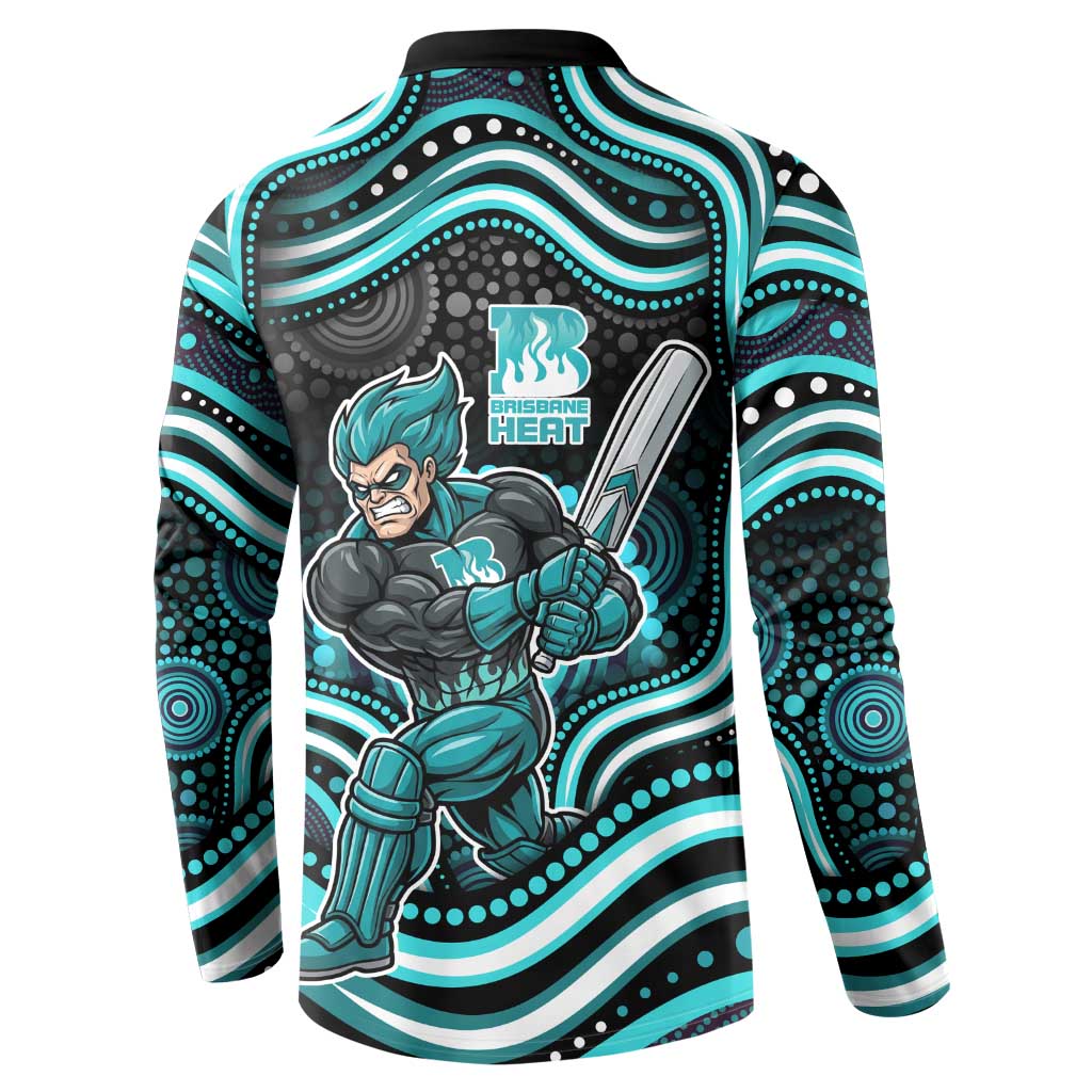 Brisbane Heat Cricket Button Sweatshirt Australian Cricket Mascot - Modern Indigenous Style