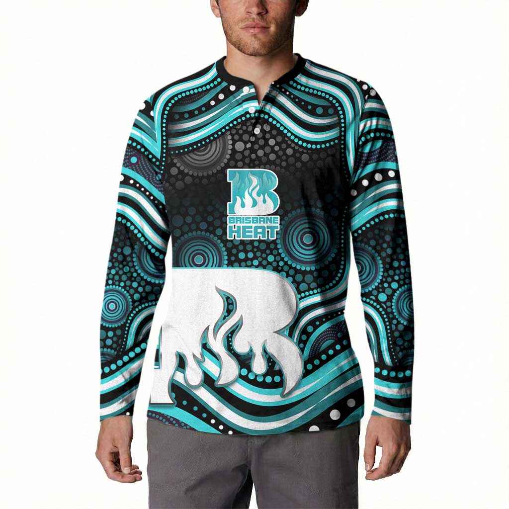 Brisbane Heat Cricket Button Sweatshirt Australian Cricket Mascot - Modern Indigenous Style