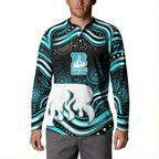 Brisbane Heat Cricket Button Sweatshirt Australian Cricket Mascot - Modern Indigenous Style