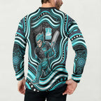 Brisbane Heat Cricket Button Sweatshirt Australian Cricket Mascot - Modern Indigenous Style
