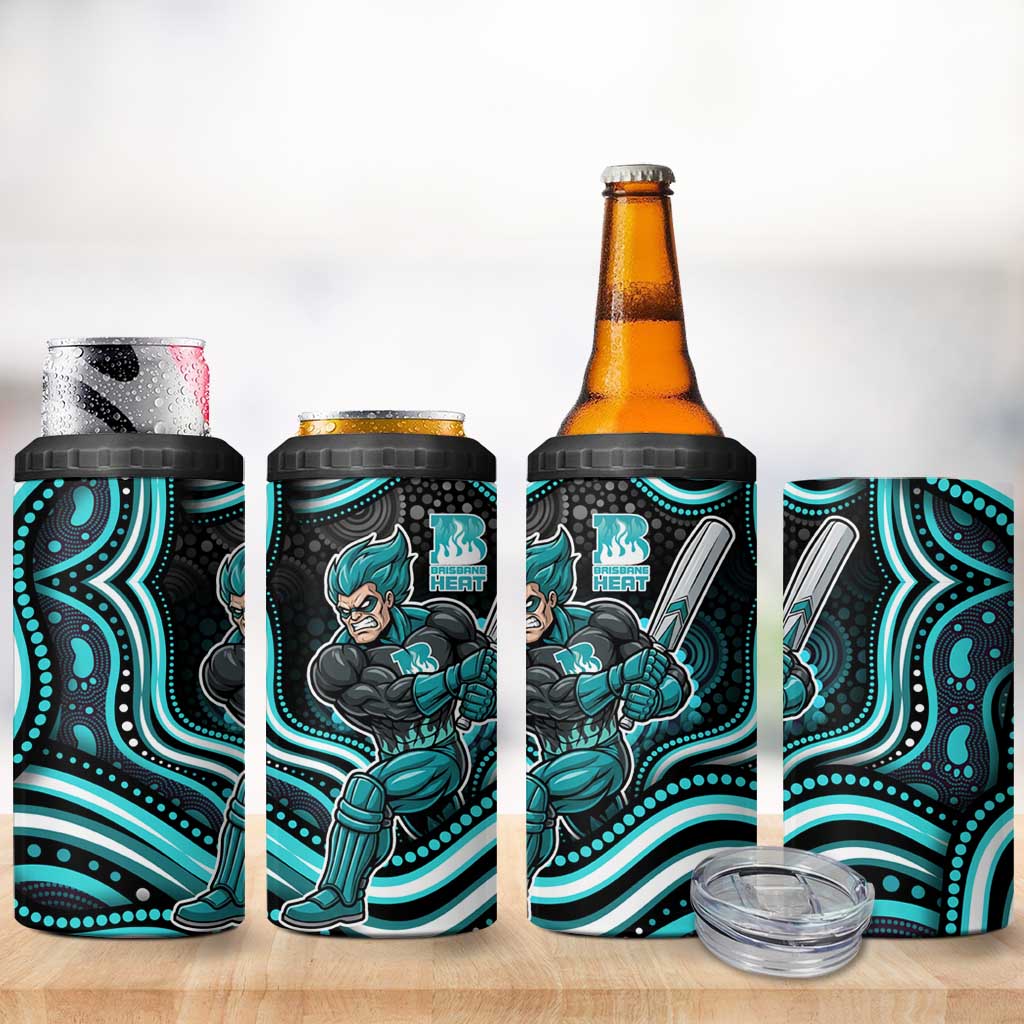 Brisbane Heat Cricket 4 in 1 Can Cooler Tumbler Australian Cricket Mascot - Modern Indigenous Style