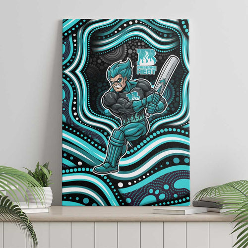 Brisbane Heat Cricket Canvas Wall Art Australian Cricket Mascot - Modern Indigenous Style