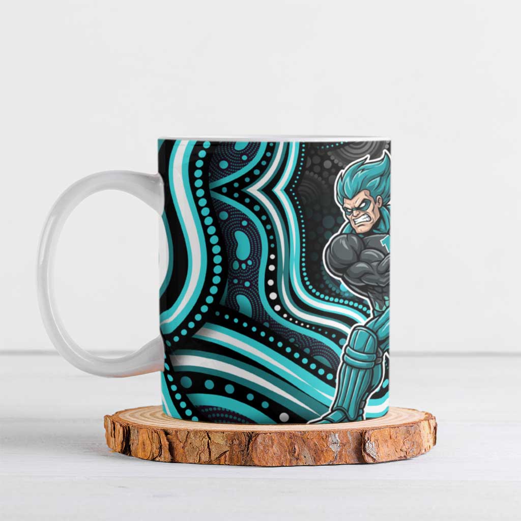 Brisbane Heat Cricket Ceramic Mug Australian Cricket Mascot - Modern Indigenous Style