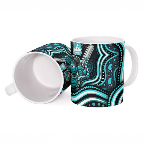 Brisbane Heat Cricket Ceramic Mug Australian Cricket Mascot - Modern Indigenous Style