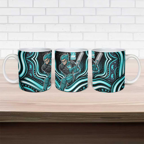 Brisbane Heat Cricket Ceramic Mug Australian Cricket Mascot - Modern Indigenous Style