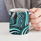 Brisbane Heat Cricket Ceramic Mug Australian Cricket Mascot - Modern Indigenous Style