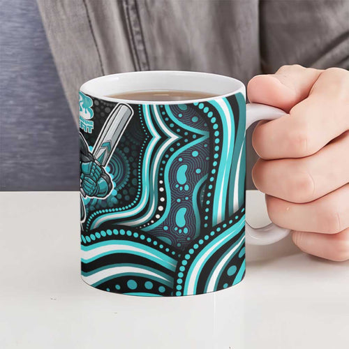 Brisbane Heat Cricket Ceramic Mug Australian Cricket Mascot - Modern Indigenous Style