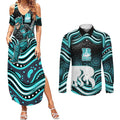 Brisbane Heat Cricket Couples Matching Summer Maxi Dress and Long Sleeve Button Shirt Australian Cricket Mascot - Modern Indigenous Style
