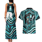 Brisbane Heat Cricket Couples Matching Tank Maxi Dress and Hawaiian Shirt Australian Cricket Mascot - Modern Indigenous Style