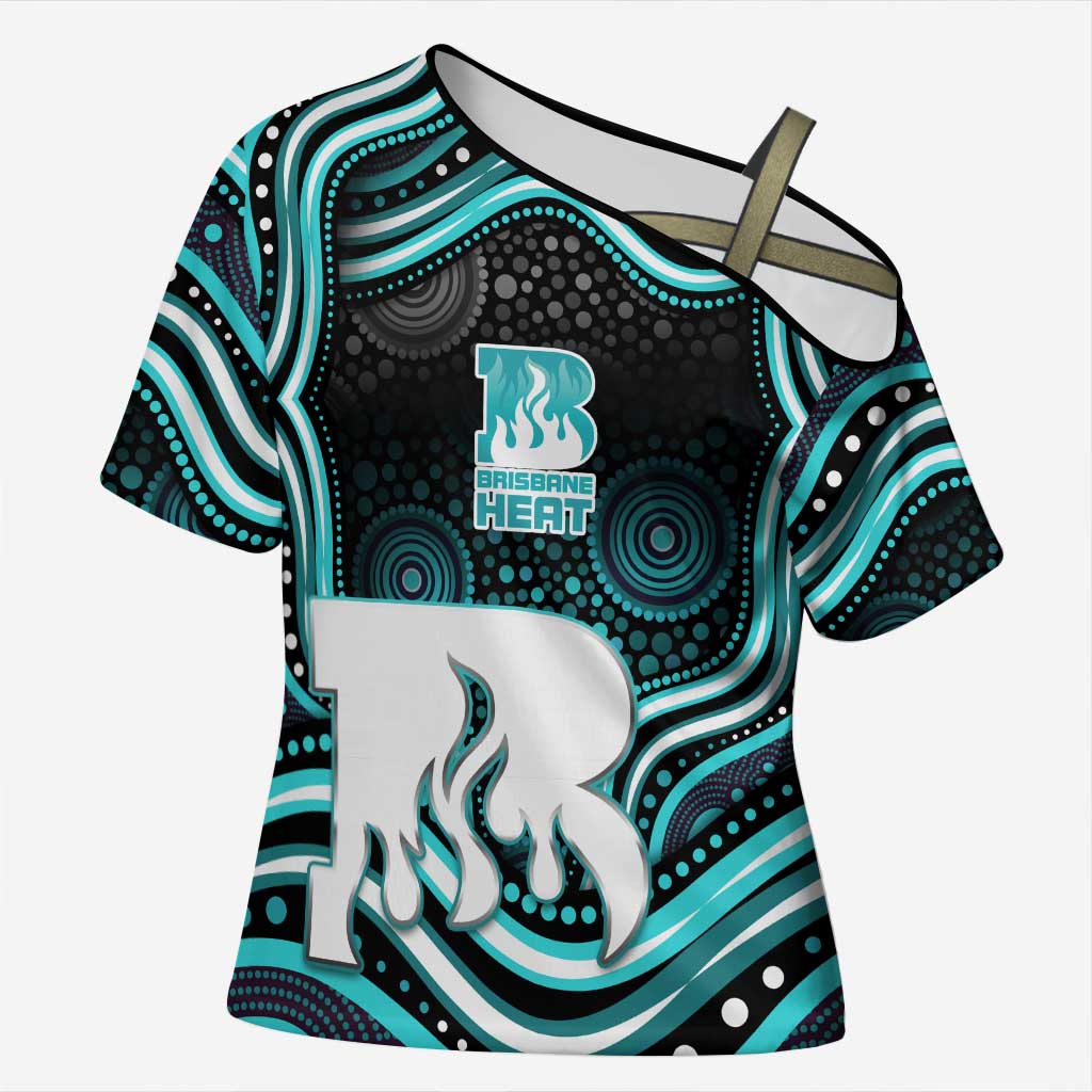 Brisbane Heat Cricket Cross Shoulder Shirt Australian Cricket Mascot - Modern Indigenous Style