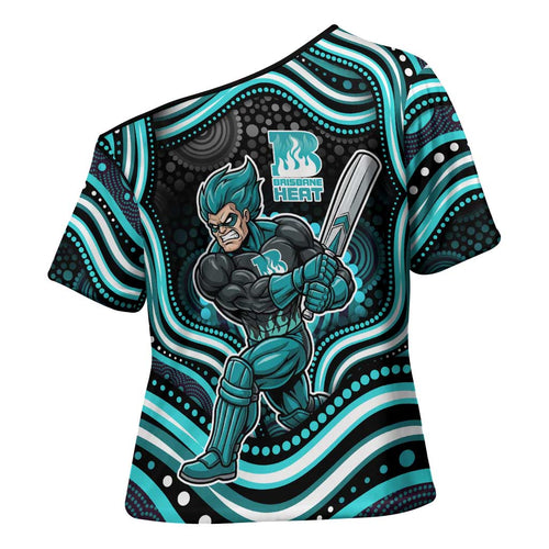 Brisbane Heat Cricket Cross Shoulder Shirt Australian Cricket Mascot - Modern Indigenous Style
