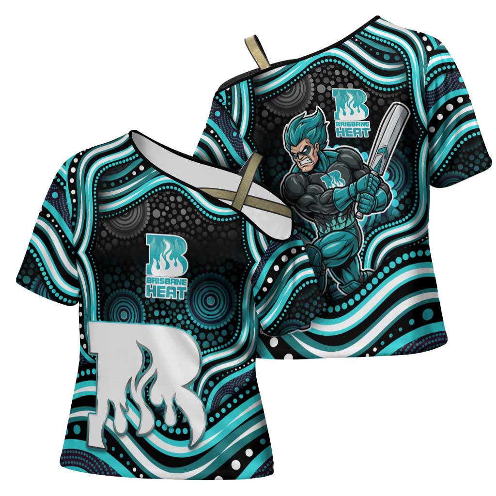 Brisbane Heat Cricket Cross Shoulder Shirt Australian Cricket Mascot - Modern Indigenous Style