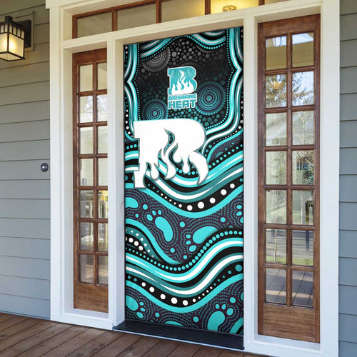 Brisbane Heat Cricket Door Cover Australian Cricket Mascot - Modern Indigenous Style