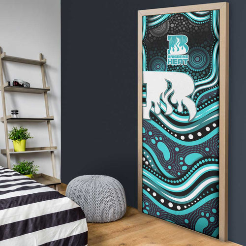 Brisbane Heat Cricket Door Cover Australian Cricket Mascot - Modern Indigenous Style