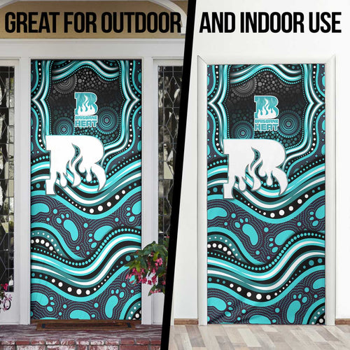 Brisbane Heat Cricket Door Cover Australian Cricket Mascot - Modern Indigenous Style