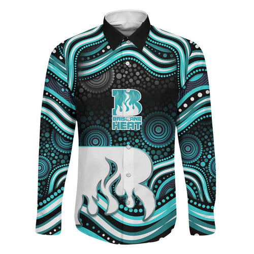 Brisbane Heat Cricket Family Matching Long Sleeve Bodycon Dress and Hawaiian Shirt Australian Cricket Mascot - Modern Indigenous Style