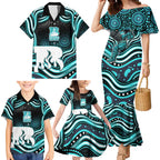 Brisbane Heat Cricket Family Matching Mermaid Dress and Hawaiian Shirt Australian Cricket Mascot - Modern Indigenous Style